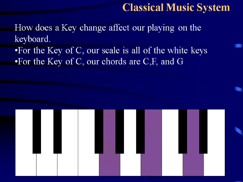 57 Classical Music System How does a Key change affect our playing on the